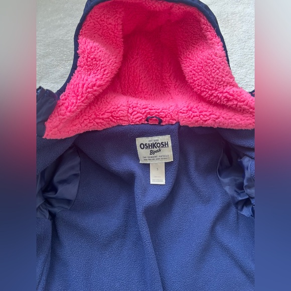 OshKosh B'gosh Navy Puffer Jacket with Colorful Heart Print | Girls Size 5 - Picture 10 of 12